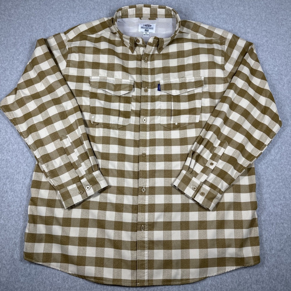 Aftco Sirius AFTech Men's Vented Plaid Fishing Shirt Size XL Long Sleeve